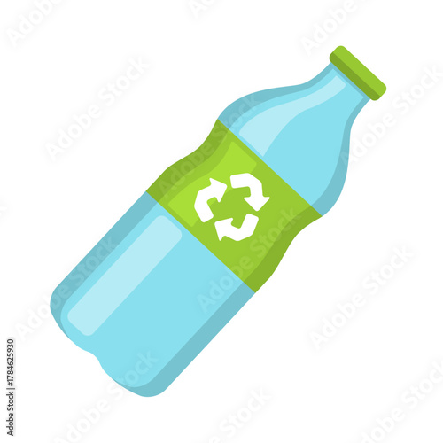 Recycled plastic bottle icon, recycle bottle icon, flat vector illustration, isolated on white background