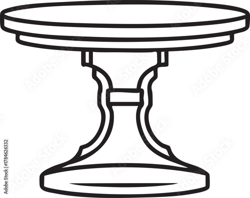 Round pedestal table vector illustration: line art furniture design eps silhouette