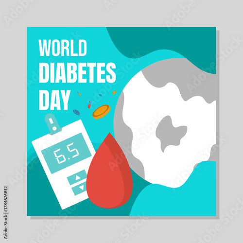 World diabetes day social media poster design template.
