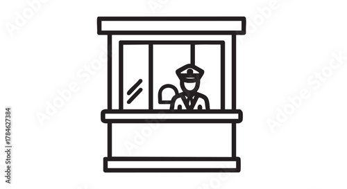 49. customs officer booth outline icon vector

