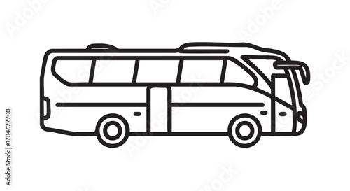 Tour bus coach outline icon vector
