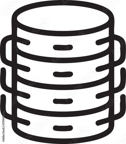 Database server icon vector: data storage, hosting, and cloud computing eps silhouette