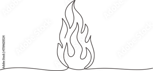 Minimalist flame line drawing fire heat