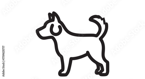 42. dog silhouette with tail and ears outline icon vector

