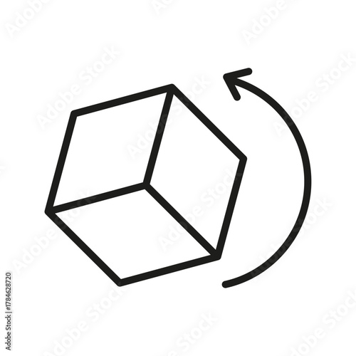 Rendering, 3d render, 3d object, 3d rotation, 3d modelling, geometric, dimension outline icon. 3d cube line icon. Cube Reload Line Icon. 3D Object, Module Bundler Icon.