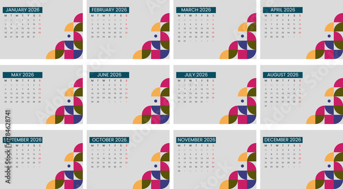 Geometric 2026 Calendar Layout Design