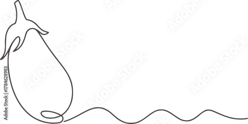 Single line drawing eggplant vegetable food