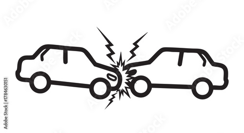 33. head on collision impact outline icon vector
