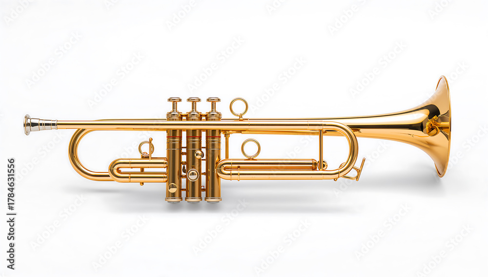 Fototapeta premium trumpet isolated on white background brass musical instrument for performance and music