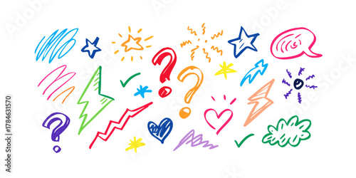 Colorful Hand Drawn Doodle Elements on White Background 7