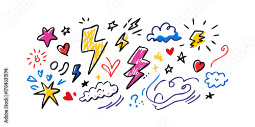 Colorful Hand Drawn Doodle Elements on White Background 10