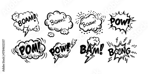 Comic Book Sound Effects Pow Bam Bang Cloud vector