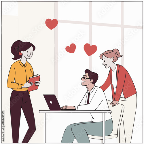 man and woman in a office vector type photo 