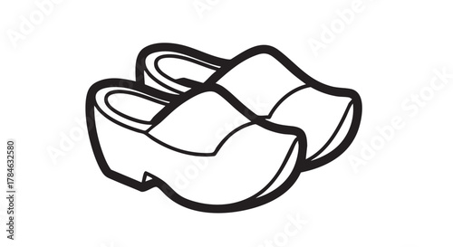 Wooden clogs outline icon vector
