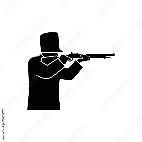 Silhouette of a marksman aiming a rifle.