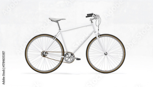 Minimalist white bicycle isolated on plain white background