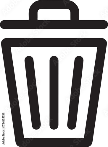 Outline vector icon of a trash can representing deletion, waste management, or recycling for web and application interfaces