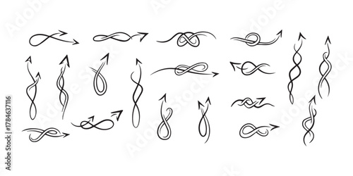 Vector many different twisted line arrow element set
