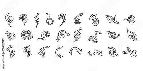 Vector many different twisted line arrow element set