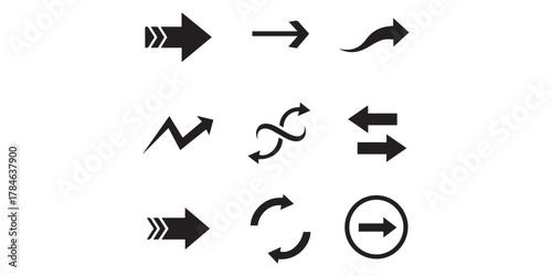 Vector many different twisted line arrow element set