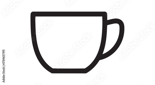 35. coffee cup with handle and saucer outline icon vector

