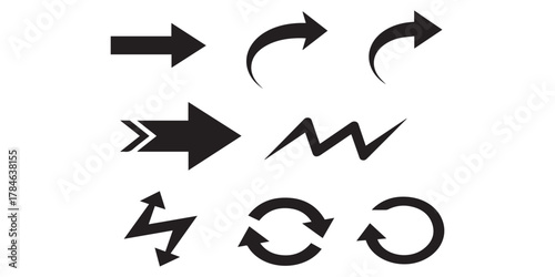 Vector many different twisted line arrow element set