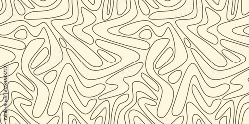 Photos Seamless abstract pattern with flowing contour lines, evoking topographic, psychedelic, or organic visual rhythm