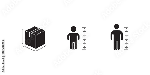 Vector person height box thin black symbols