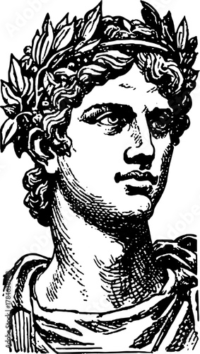 Bust of a Roman emperor, showcasing fine details in this classic vector illustration. This marble sculpture represents ancient culture and heritage in a compelling set.