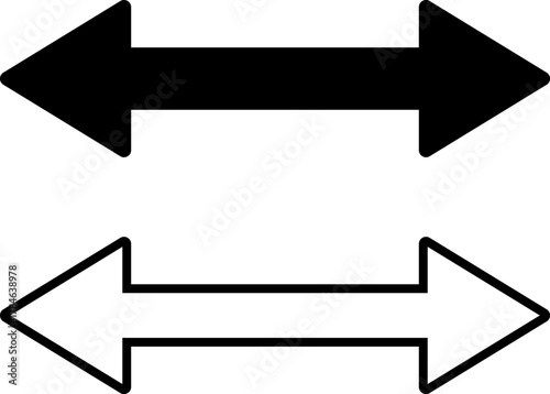 Two horizontal arrows pointing in opposite directions