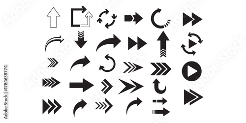Vector many different twisted line arrow element set