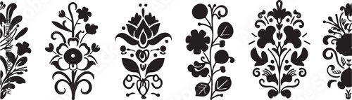 Floral vector silhouettes: decorative flower designs for crafts and graphics eps