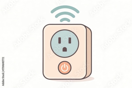 Smart plug clipart, wireless socket gadget, isolated on white background

