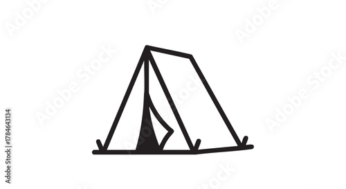 Triangular camping tent outline icon vector
