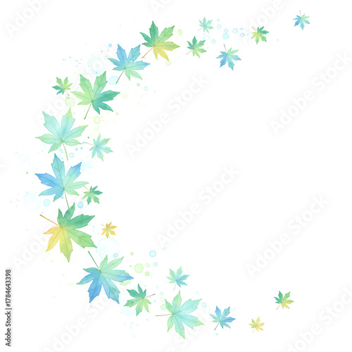 Watercolor maple leaves in a curve autumn fall
