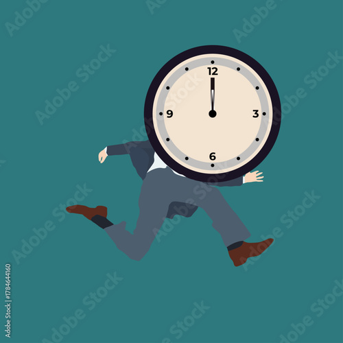 Tired Worker Crushed by Time – Deadline and Stress Concept Illustration