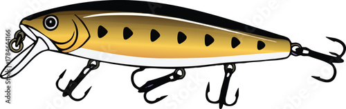Yellow Fishing Lure with Multiple Hooks for Angling