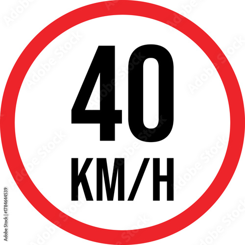 Circular speed limit sign showing 40 kilometers per hour