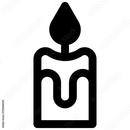 Candle making. Outlined stroke vector icon with black-filled details.