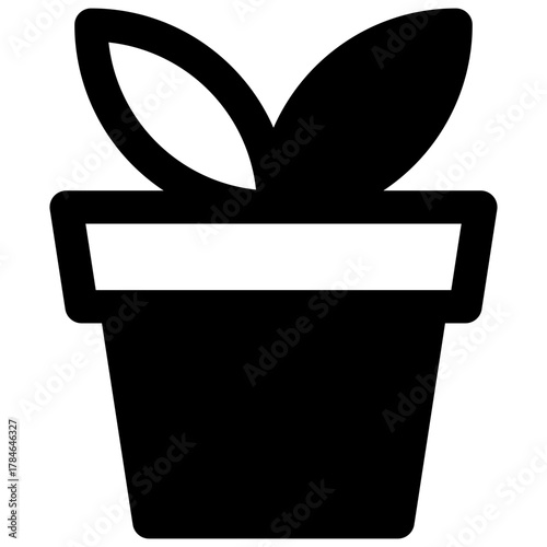 Gardening. Outlined stroke vector icon with black-filled details.
