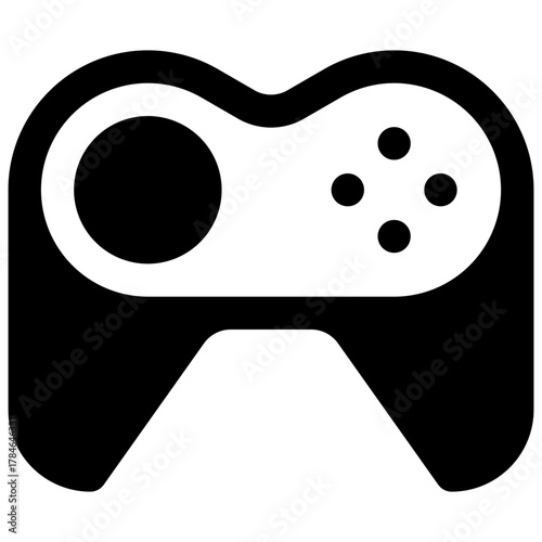 Gaming. Outlined stroke vector icon with black-filled details.