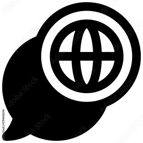 Language learning. Outlined stroke vector icon with black-filled details.