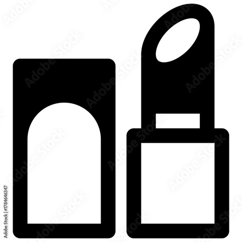 Makeup. Outlined stroke vector icon with black-filled details.