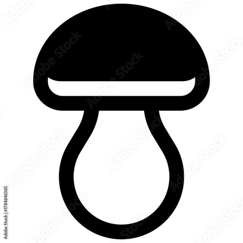 Mushroom foraging. Outlined stroke vector icon with black-filled details.