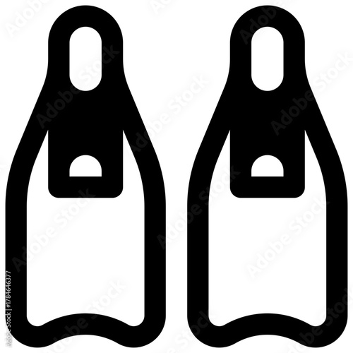 Swimming. Outlined stroke vector icon with black-filled details.