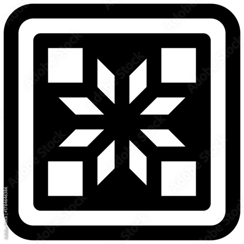 Quilting. Outlined stroke vector icon with black-filled details.