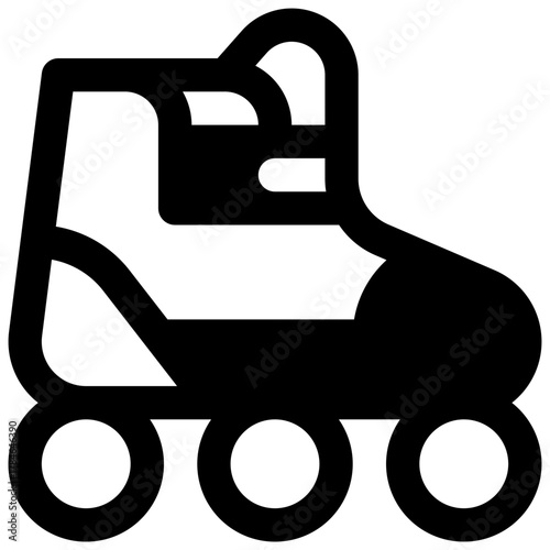 Skating. Outlined stroke vector icon with black-filled details.