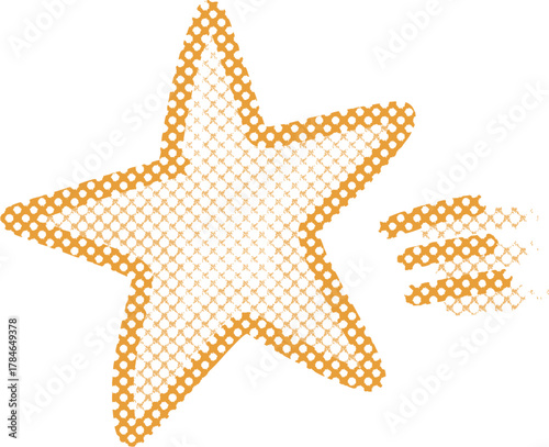  ハーフトーンの黄色い流れ星の手描きイラスト　Adobe Illustrator Artwork