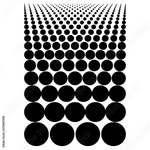 Minimalist black circles halftone pattern vector illustration for graphic design and background usage with perspective view vector