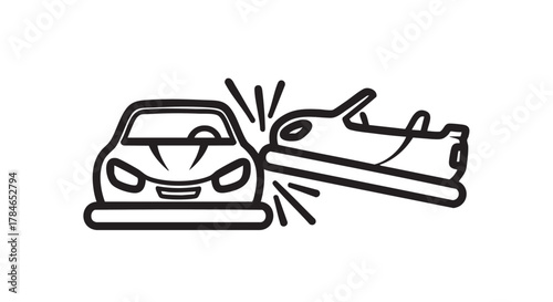 Bumper car impact outline icon vector
